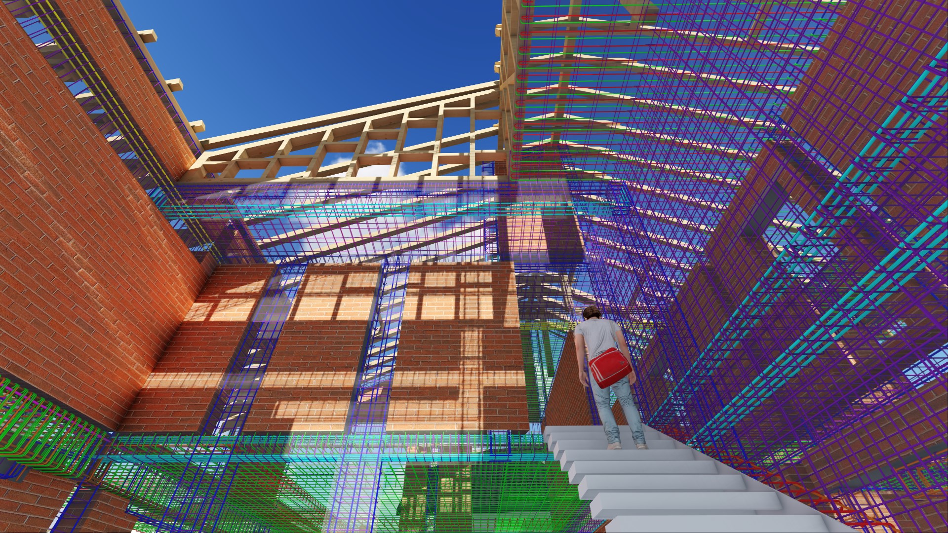 structură casă beton armat - zidărie BIM